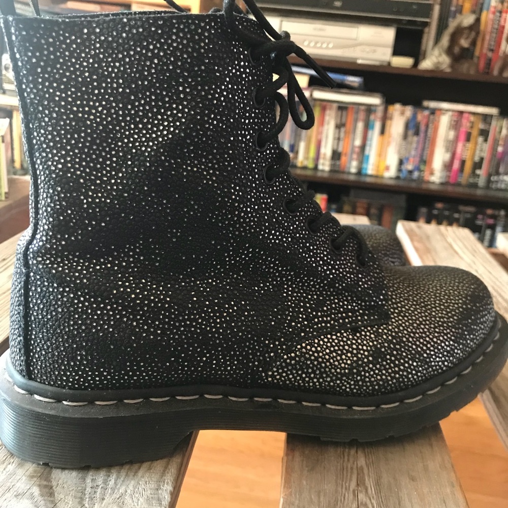 Pebbled Silver Dr. Martens 1460